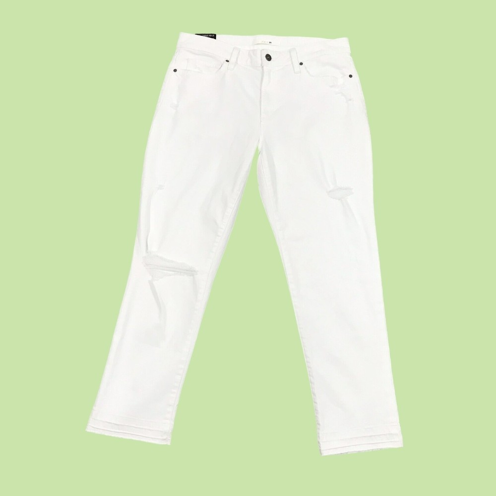 Joes Jeans Womens 31 Straight Crop Distressed‎ White Denim Azami CATAZA5324 NWT